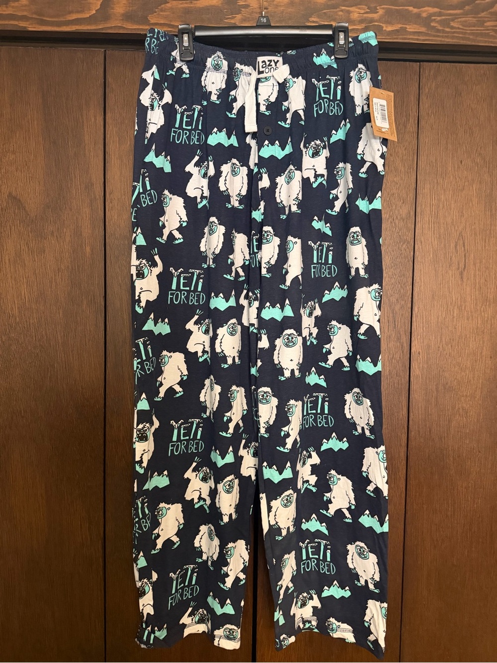Lazy One Navy and Mint Yeti For Bed Pajama Bottoms - Adult size xl